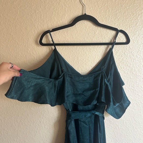 Lulu's Emerald Green Ruffle Cold-Shoulder Maxi Dress - Picture 9 of 15